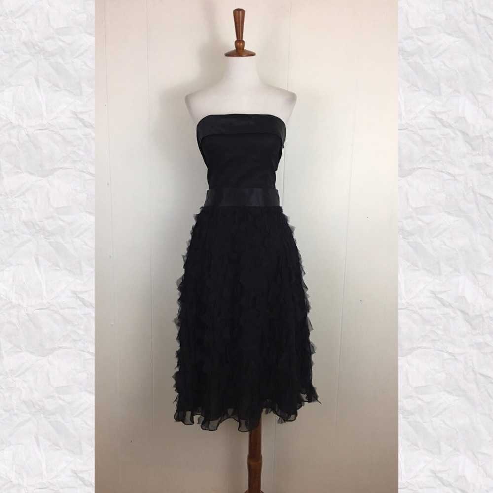 WHBM Silk Strapless Ruffle A-Line Dress
